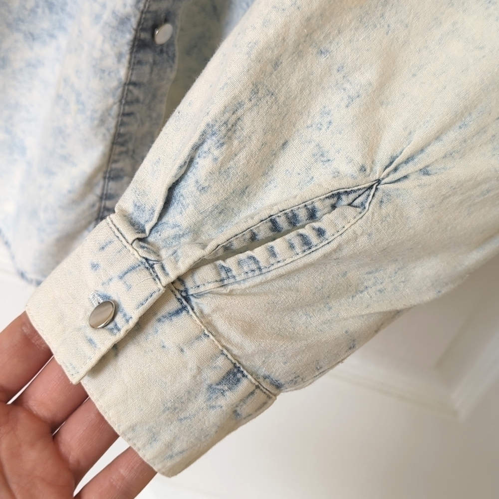 Andrew's Blues 90's Vintage Acid Wash Chambray Long Sleeve Button Down Shirt M - Picture 11 of 14